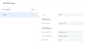 DICOM entry settings